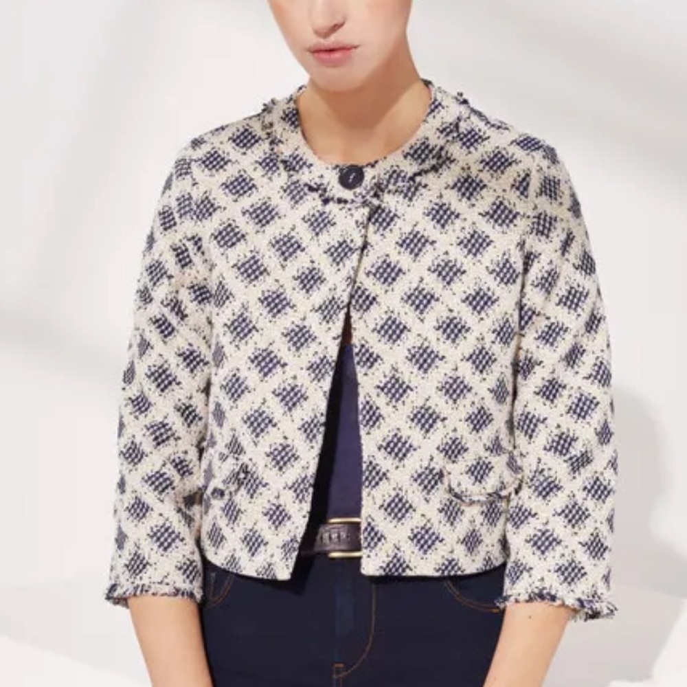 COTELAC Cropped Cotton Tweed Jacket | 1 SMALL/MEDIUM